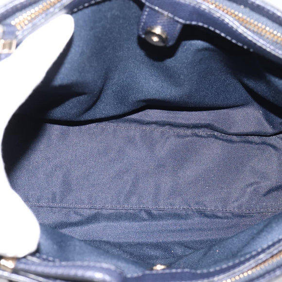 Coach Shoulder Bag Leather 2way Navy Gold Tone Auth 208190A