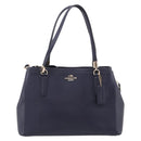 Coach Shoulder Bag Leather 2way Navy Gold Tone Auth 208190A-13