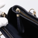 Coach Shoulder Bag Leather 2way Navy Gold Tone Auth 208190A-22