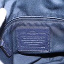 Coach Shoulder Bag Leather 2way Navy Gold Tone Auth 208190A-12