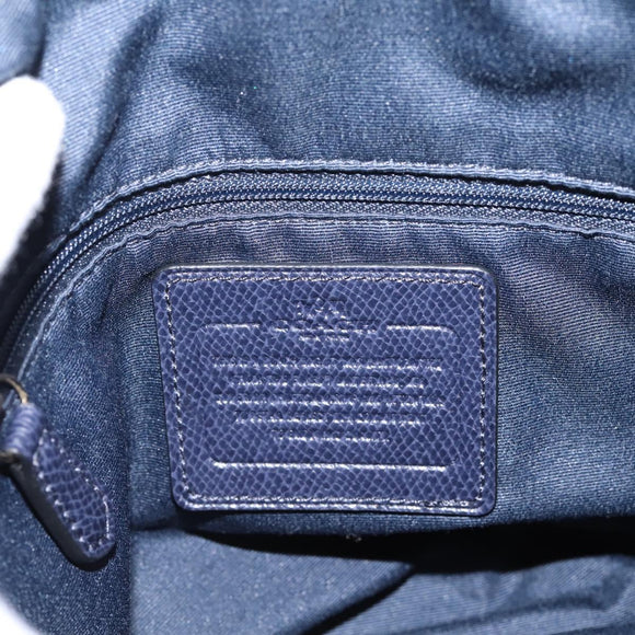 Coach Shoulder Bag Leather 2way Navy Gold Tone Auth 208190A