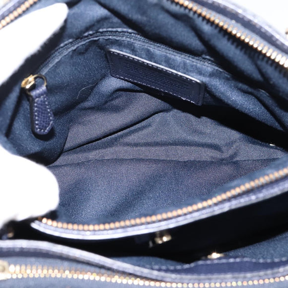 Coach Shoulder Bag Leather 2way Navy Gold Tone Auth 208190A