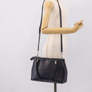 Coach Shoulder Bag Leather 2way Navy Gold Tone Auth 208190A-29