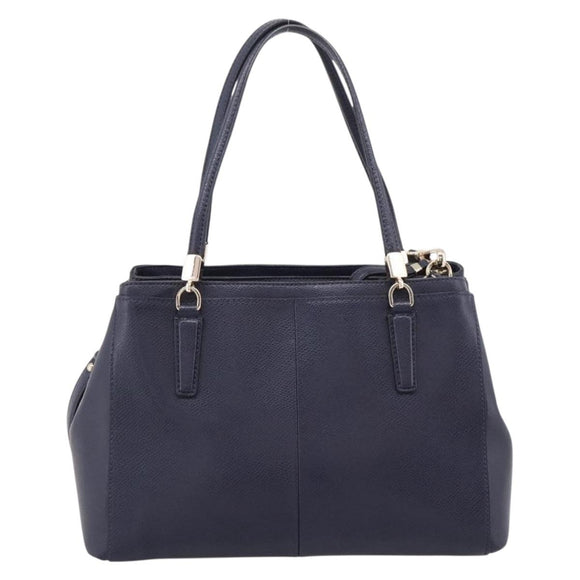Coach Shoulder Bag Leather 2way Navy Gold Tone Auth 208190A