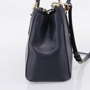 Coach Shoulder Bag Leather 2way Navy Gold Tone Auth 208190A-3