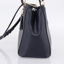 Coach Shoulder Bag Leather 2way Navy Gold Tone Auth 208190A-4
