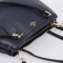 Coach Shoulder Bag Leather 2way Navy Gold Tone Auth 208190A-6