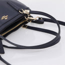 Coach Shoulder Bag Leather 2way Navy Gold Tone Auth 208190A-7