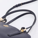 Coach Shoulder Bag Leather 2way Navy Gold Tone Auth 208190A-14