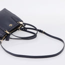 Coach Shoulder Bag Leather 2way Navy Gold Tone Auth 208190A-8