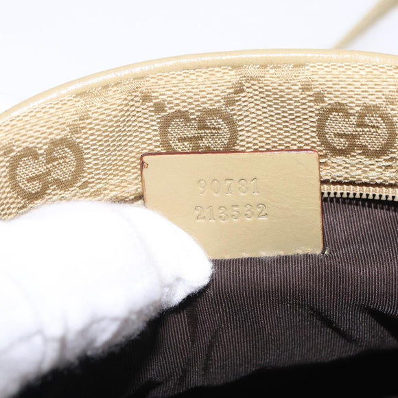 GUCCI GG Canvas Shoulder Bag Beige Gold 90781 Auth 208203