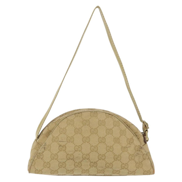 GUCCI GG Canvas Shoulder Bag Beige Gold 90781 Auth 208203