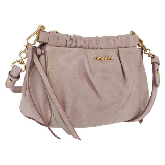 Miu Miu Shoulder Bag Vitellolux Pink Gold Auth 208205A