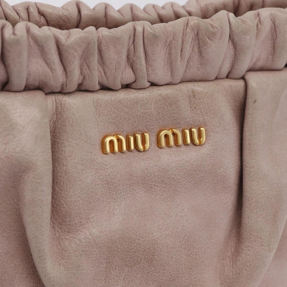 Miu Miu Shoulder Bag Vitellolux Pink Gold Auth 208205A