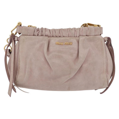 Miu Miu Shoulder Bag Vitellolux Pink Gold Auth 208205A - 0