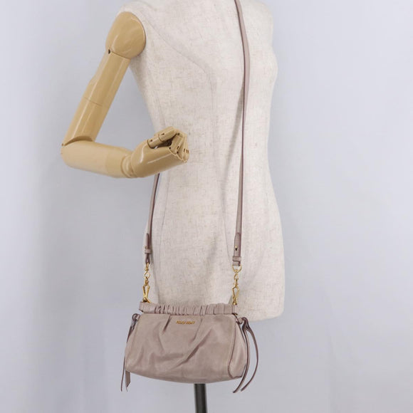 Miu Miu Shoulder Bag Vitellolux Pink Gold Auth 208205A