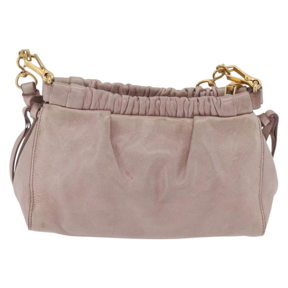 Miu Miu Shoulder Bag Vitellolux Pink Gold Auth 208205A