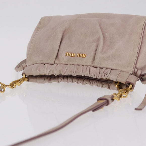 Miu Miu Shoulder Bag Vitellolux Pink Gold Auth 208205A