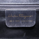 Salvatore Ferragamo Chain Hand Bag Leather Black Gold Auth 208207A-17