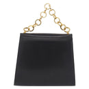 Salvatore Ferragamo Chain Hand Bag Leather Black Gold Auth 208207A-3