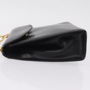 Salvatore Ferragamo Chain Hand Bag Leather Black Gold Auth 208207A-5