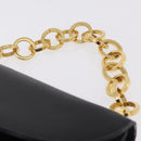 Salvatore Ferragamo Chain Hand Bag Leather Black Gold Auth 208207A-8