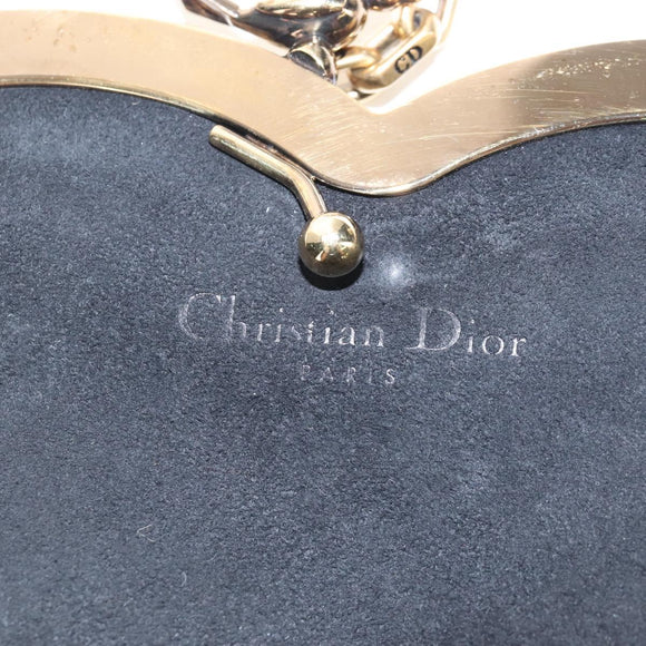 Christian Dior Chain Shoulder Bag Suede Black Gold Auth 208208M