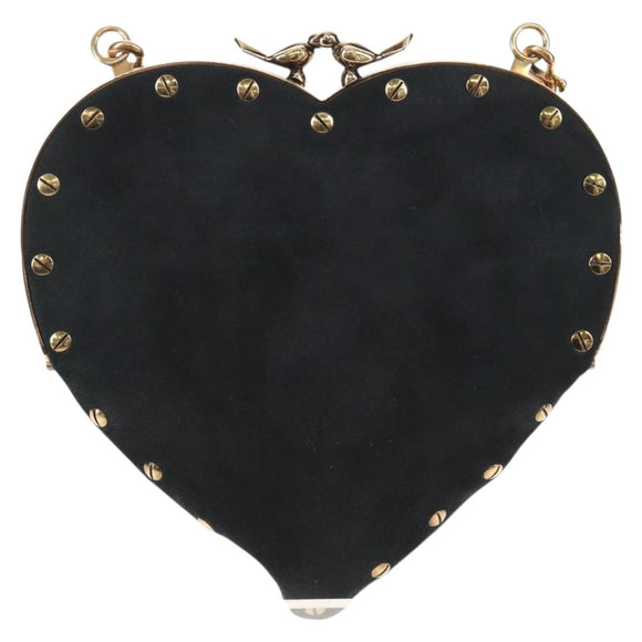 Christian Dior Chain Shoulder Bag Suede Black Gold Auth 208208M