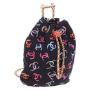 CHANEL Matelasse Chain Backpack Cotton Navy Gold CC Auth 208212SM-1