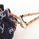 CHANEL Matelasse Chain Backpack Cotton Navy Gold CC Auth 208212SM-10