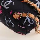 CHANEL Matelasse Chain Backpack Cotton Navy Gold CC Auth 208212SM-16