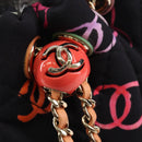 CHANEL Matelasse Chain Backpack Cotton Navy Gold CC Auth 208212SM-17
