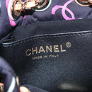CHANEL Matelasse Chain Backpack Cotton Navy Gold CC Auth 208212SM-19