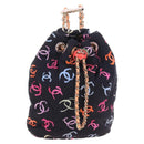 CHANEL Matelasse Chain Backpack Cotton Navy Gold CC Auth 208212SM-2