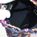 CHANEL Matelasse Chain Backpack Cotton Navy Gold CC Auth 208212SM-20