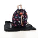 CHANEL Matelasse Chain Backpack Cotton Navy Gold CC Auth 208212SM-26