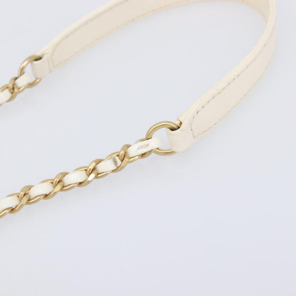 CHANEL Matelasse Chain Vanity Shoulder Bag Lamb Skin Ivory Gold CC Auth 208213M