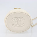 CHANEL Matelasse Chain Vanity Shoulder Bag Lamb Skin Ivory Gold CC Auth 208213M-11