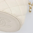 CHANEL Matelasse Chain Vanity Shoulder Bag Lamb Skin Ivory Gold CC Auth 208213M-12