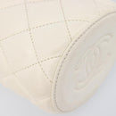 CHANEL Matelasse Chain Vanity Shoulder Bag Lamb Skin Ivory Gold CC Auth 208213M-13