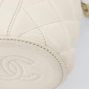 CHANEL Matelasse Chain Vanity Shoulder Bag Lamb Skin Ivory Gold CC Auth 208213M-14