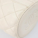 CHANEL Matelasse Chain Vanity Shoulder Bag Lamb Skin Ivory Gold CC Auth 208213M-15