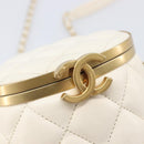 CHANEL Matelasse Chain Vanity Shoulder Bag Lamb Skin Ivory Gold CC Auth 208213M-19