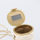CHANEL Matelasse Chain Vanity Shoulder Bag Lamb Skin Ivory Gold CC Auth 208213M-20