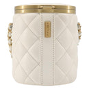 CHANEL Matelasse Chain Vanity Shoulder Bag Lamb Skin Ivory Gold CC Auth 208213M-3