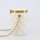CHANEL Matelasse Chain Vanity Shoulder Bag Lamb Skin Ivory Gold CC Auth 208213M-4
