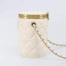 CHANEL Matelasse Chain Vanity Shoulder Bag Lamb Skin Ivory Gold CC Auth 208213M-5