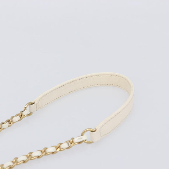 CHANEL Matelasse Chain Vanity Shoulder Bag Lamb Skin Ivory Gold CC Auth 208213M