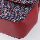 CHANEL Matelasse 25 Chain Shoulder Bag Tweed Navy Silver CC Auth 208214SAM-11
