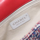 CHANEL Matelasse 25 Chain Shoulder Bag Tweed Navy Silver CC Auth 208214SAM-19